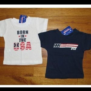 2 NWT Unisex USA Shirts - White & Blue